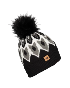 Obermeyer Fair Isle Faux Fur Pom Beanie - Black -Obermeyer Sales Store WebZoom 1806816009 S06 MQNSDE